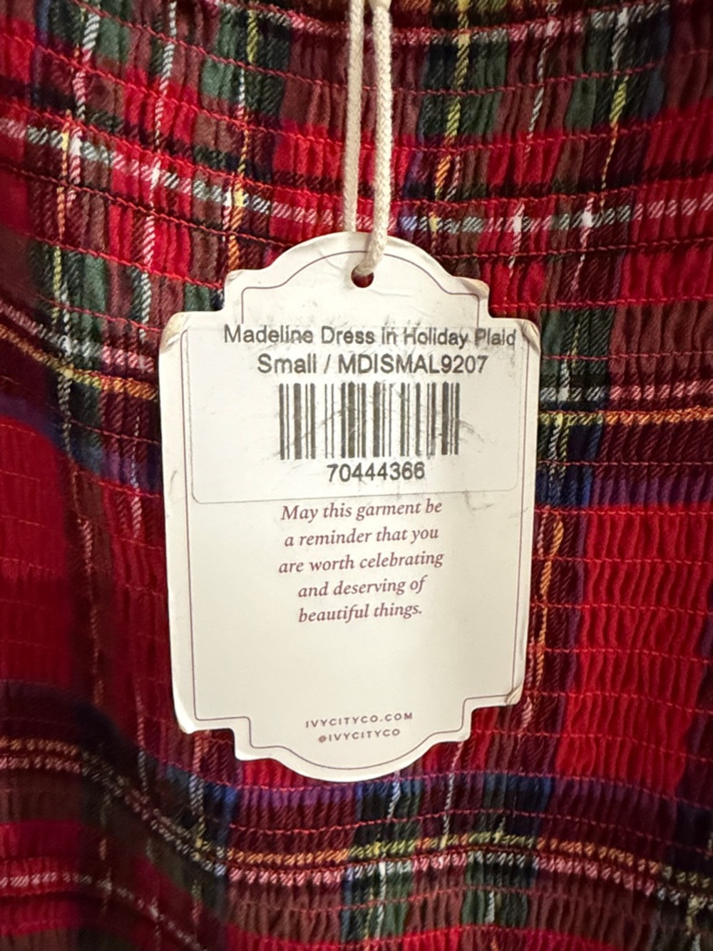 Ivy City Co Red Plaid Tiered Smocked Dress - Picture 5 of 5
